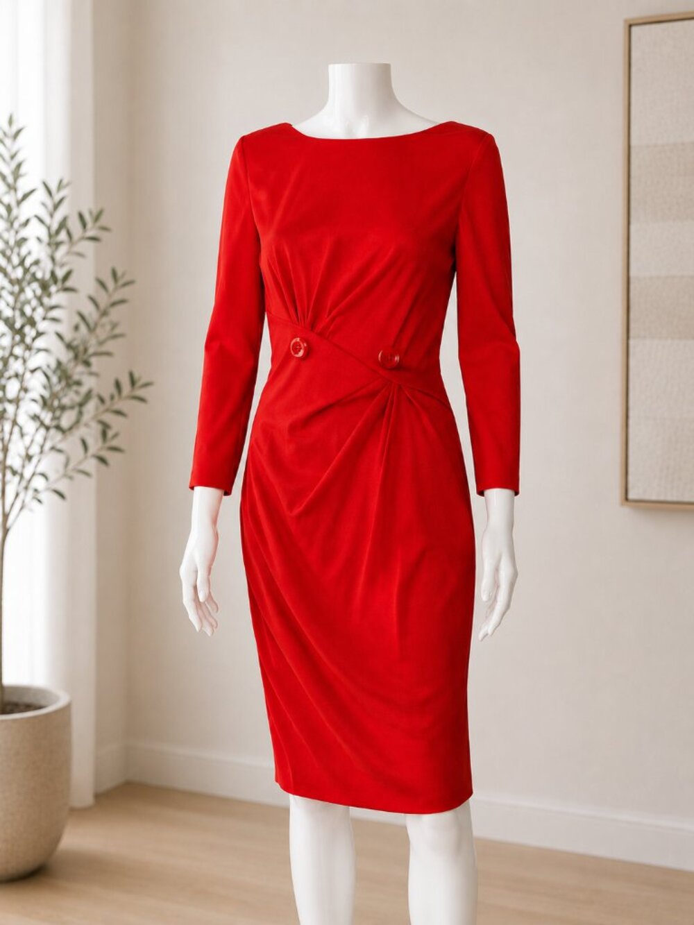 VERSACE Vintage Wool Sheath Dress in Red | NWT